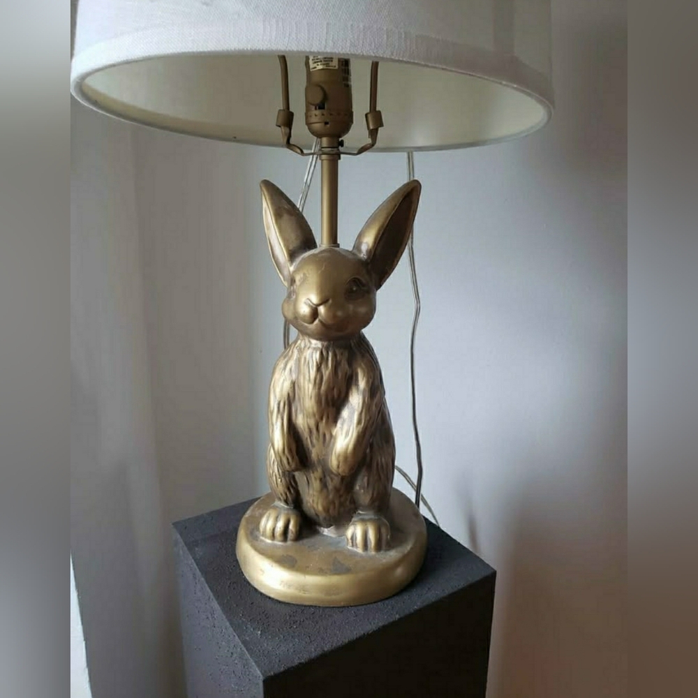 Pottery Barn Gold Rabbit Table Lamp - Picture 2 of 4